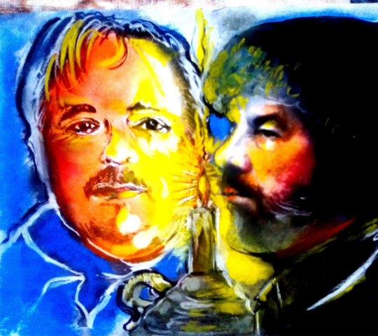 Tadej Karabowicz i Zbyszek Kresowaty - portret przy świecy wyk. Zbigniew Kresowaty